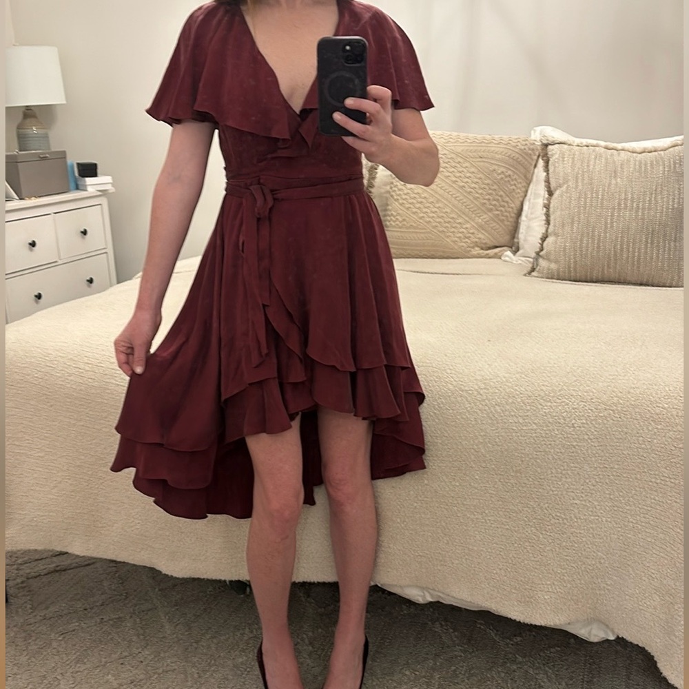 NWT Zimmermann Wine Red Layered High Low Dress